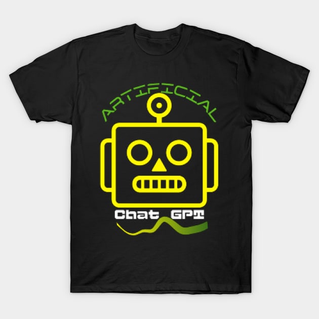 Chat GPT Artificial , Yellow Robot T-Shirt by KoumlisArt